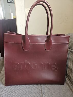 Arbonne Wine Red Tote Bag with Embossed Logo